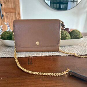 TORY BURCH Emerson chain link crossbody/ wallet, Moose, LN